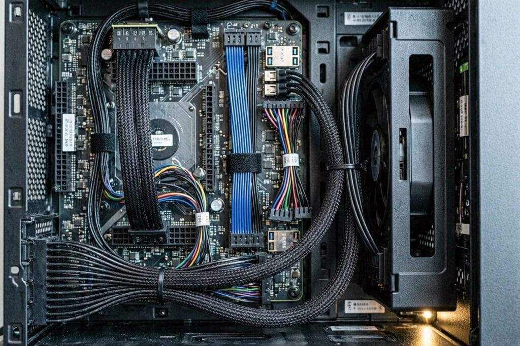 Connecting motherboard and power supply cables