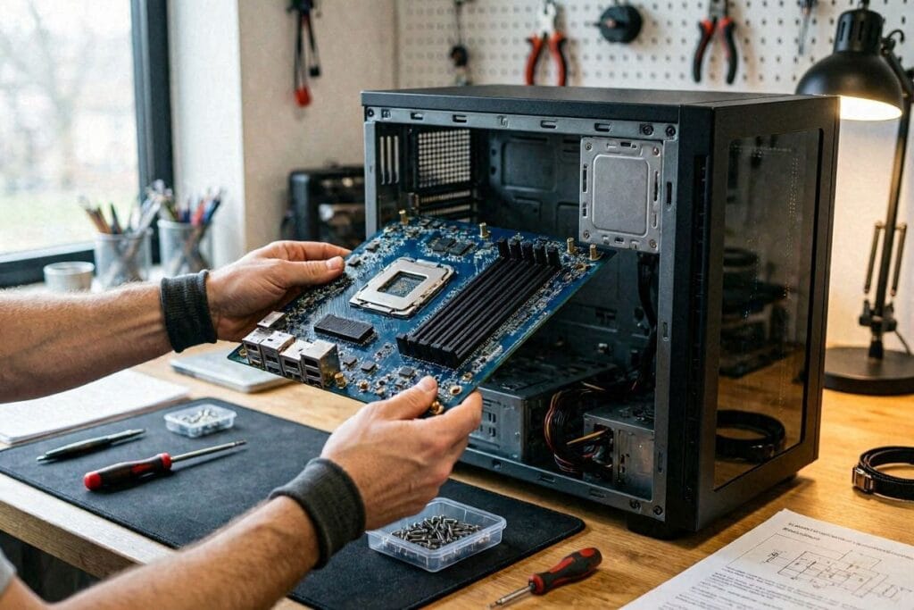 Installing the motherboard inside a PC case