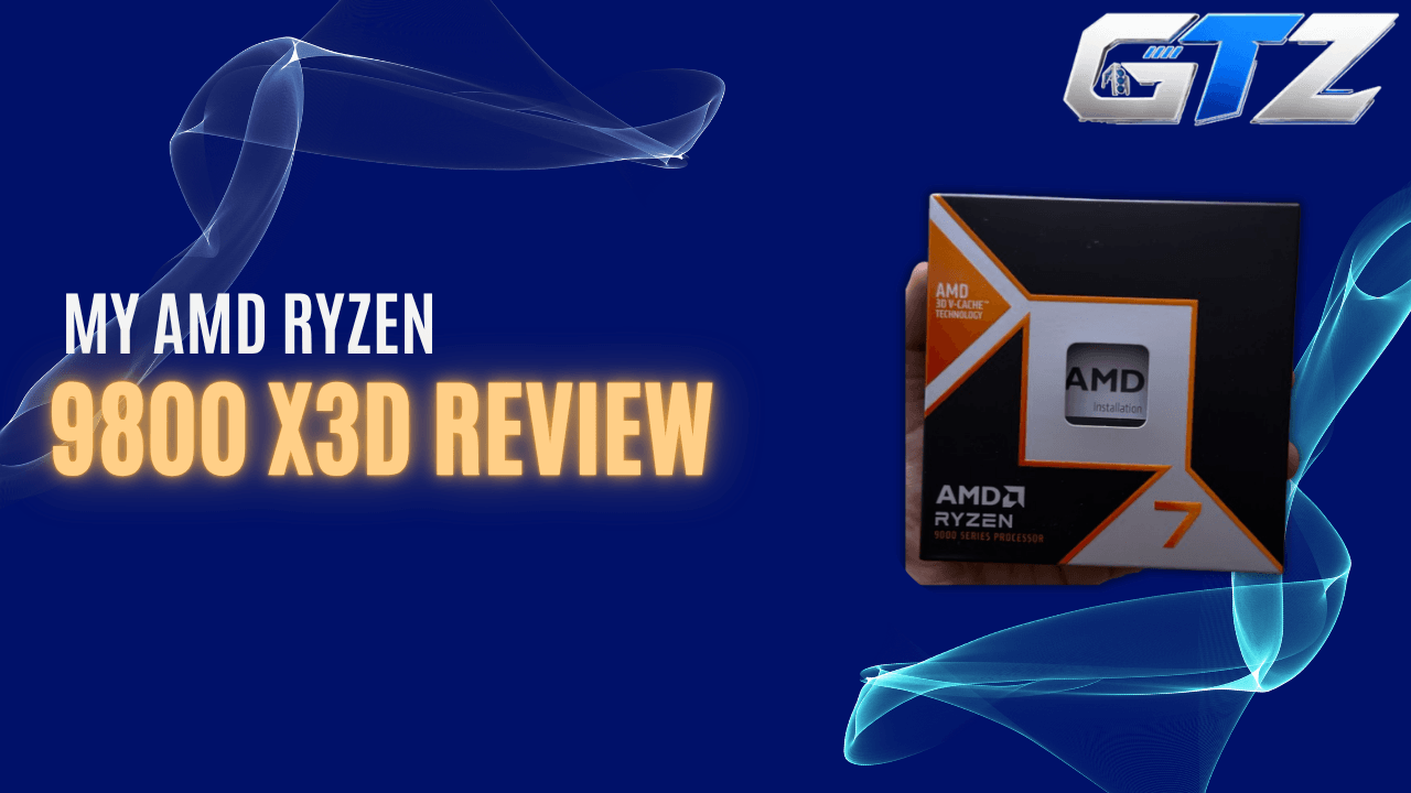 My AMD Ryzen 7 9800X3D processor retail box featured in my hands-on gaming CPU review for Gaming Tech Zone