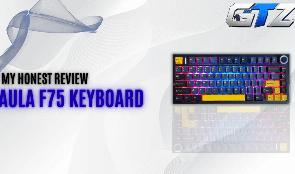My hands-on Aula F75 keyboard review featuring the black and yellow RGB mechanical keyboard with a compact 75% layout.