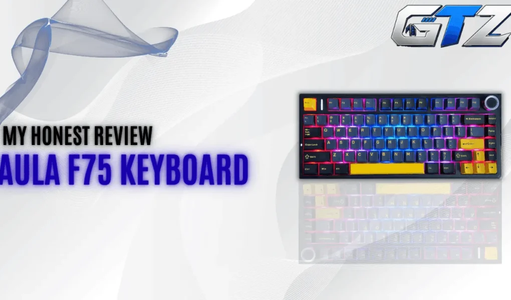 My hands-on Aula F75 keyboard review featuring the black and yellow RGB mechanical keyboard with a compact 75% layout.