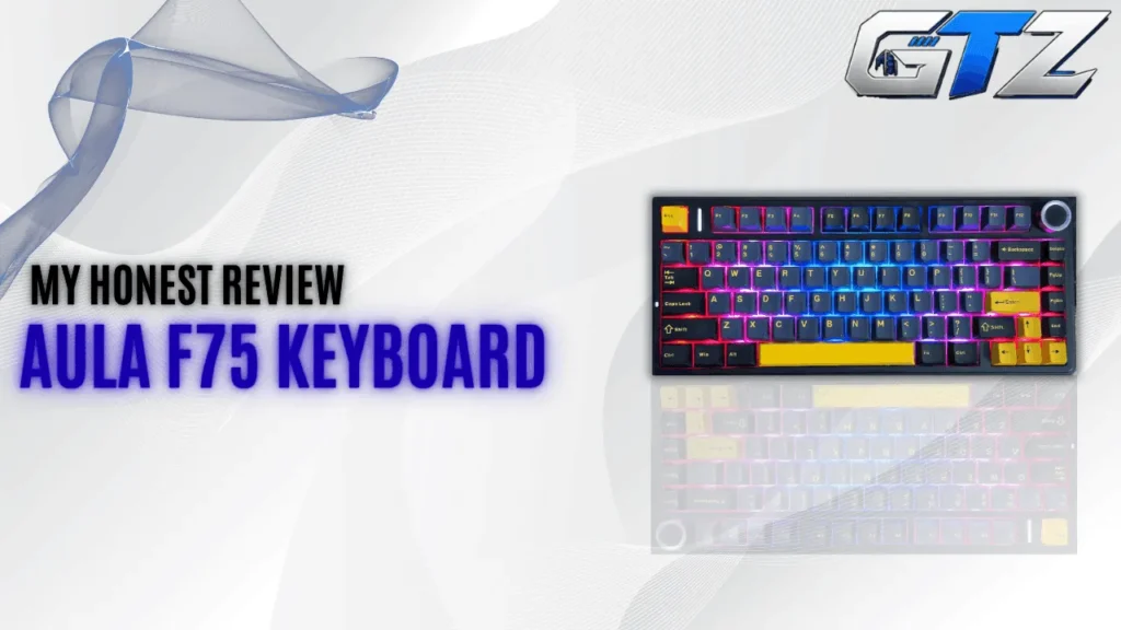 My hands-on Aula F75 keyboard review featuring the black and yellow RGB mechanical keyboard with a compact 75% layout.
