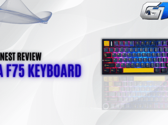 My hands-on Aula F75 keyboard review featuring the black and yellow RGB mechanical keyboard with a compact 75% layout.