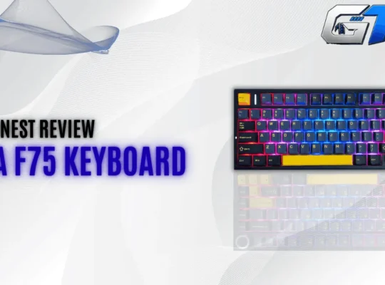 My hands-on Aula F75 keyboard review featuring the black and yellow RGB mechanical keyboard with a compact 75% layout.