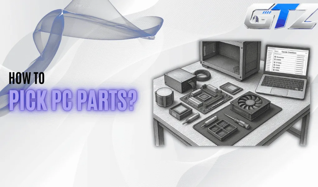 Gaming Tech Zone featured image showing essential PC components for a step-by-step guide on choosing compatible parts for a custom gaming PC.