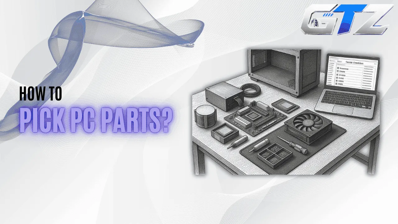 Gaming Tech Zone featured image showing essential PC components for a step-by-step guide on choosing compatible parts for a custom gaming PC.