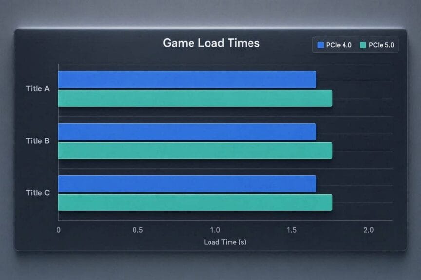 PCIe 4.0 vs PCIe 5.0 SSD game load time benchmark