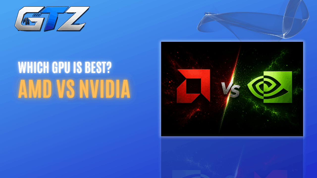 Gaming Tech Zone featured image comparing AMD Radeon and NVIDIA GeForce graphics cards for gaming performance, value, ray tracing, and GPU features.