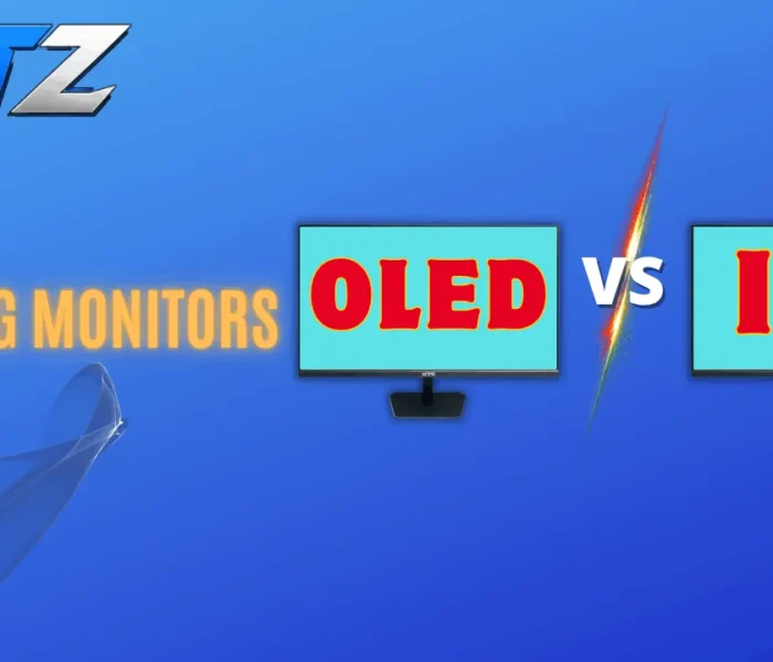 OLED vs IPS gaming monitor comparison graphic highlighting the differences between the two display technologies for gamers
