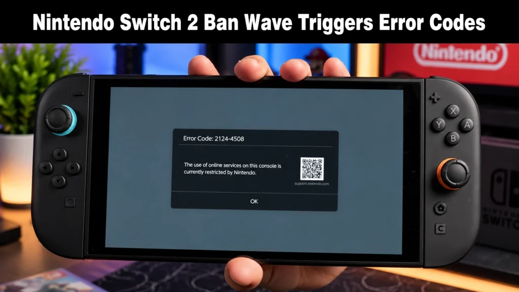 Nintendo Switch 2 Ban Wave Exposes How Fragile Server-Side Console Locks Really Are Nintendo Switch handheld console displaying an online restriction error message on screen.