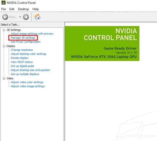 3d settings in nvidia control panel