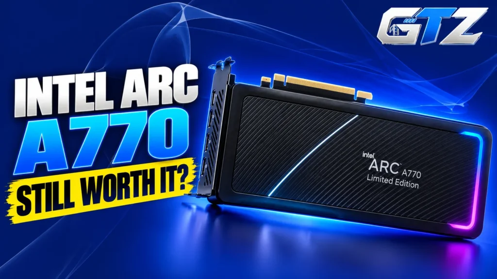 Intel Arc A770 Limited Edition graphics card seen from the front