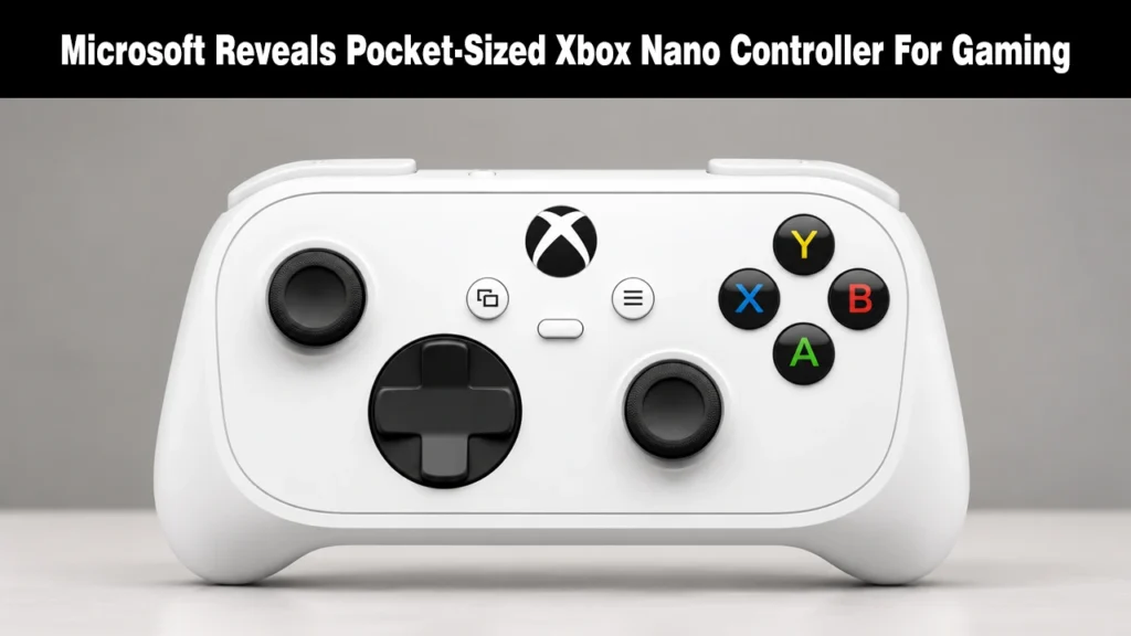 New Xbox Nano Controller Packs 18 Inputs Into a $49.99 Pocket-Sized Gamepad Front view of a white pocket-sized Xbox Nano gaming controller with analog thumbsticks, D-pad, and colored face buttons.