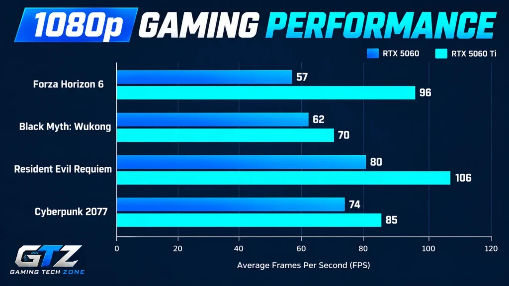 1080p gaming performance of the rtx 5060 and 5060ti
